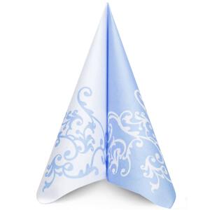 Mank Airlaid-Servietten 40 x 40 cm textilähnlich und saugstark Pomp 50 Stück perfekt für Gastronomie und Feiern Pastellblau-Weiß 
