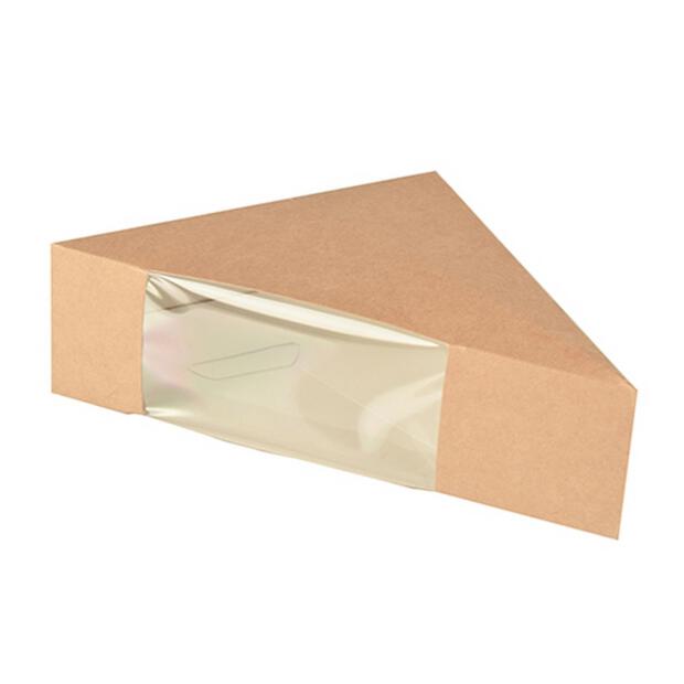 50 Papstar pure Sandwichboxen aus Pappe mit Sichtfenster aus PLA 12,3cm x 12,3cm x 5,2cm braun 85691