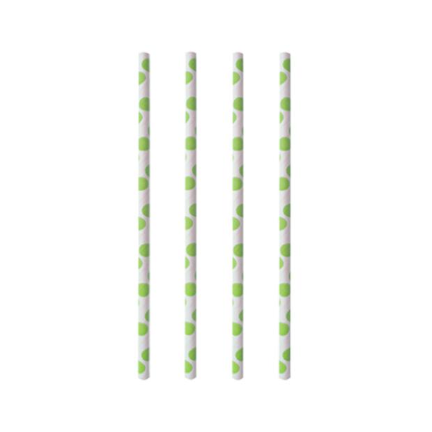 100 Trinkhalme, Papier Ø 6 mm · 20 cm "green Dots"