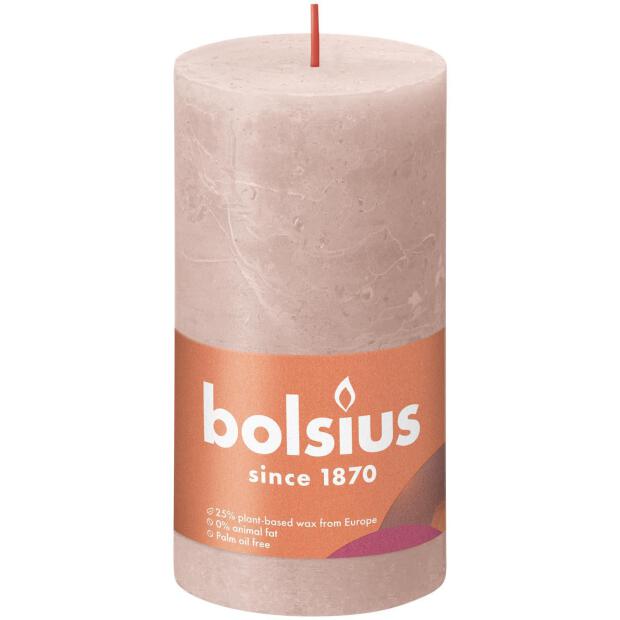 Bolsius Rustikkerze Shine 130/68mm Nebliges Rosa