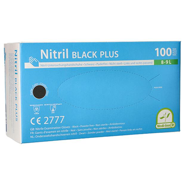 100 "Medi-Inn® PS" Handschuhe, Nitril puderfrei "Black Plus" schwarz Größe L