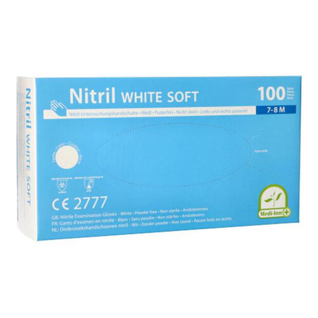 100 "Medi-Inn®" Handschuhe Nitril puderfrei "White Soft" weiss Größe M