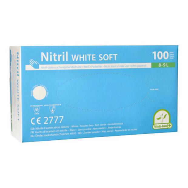 100 "Medi-Inn®" Handschuhe Nitril puderfrei "White Soft" weiss Größe L