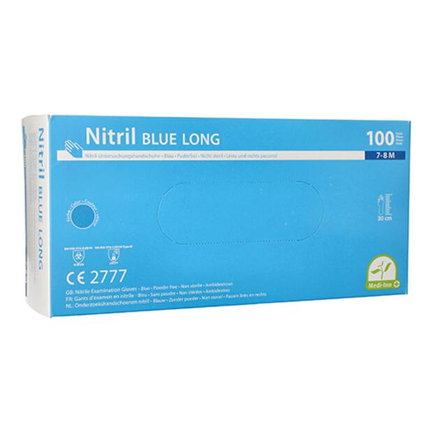 100 "Medi-Inn® PS" Handschuhe Nitril puderfrei "Long" blau Größe M