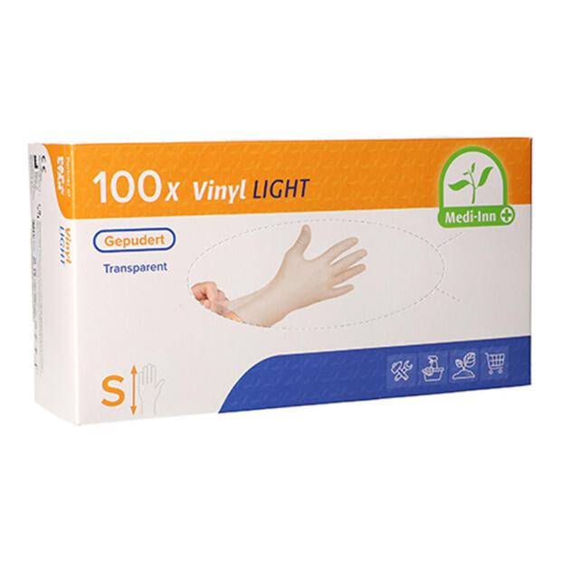 100 "Medi-Inn® PS" Handschuhe, Vinyl gepudert "Light" transparent Größe S