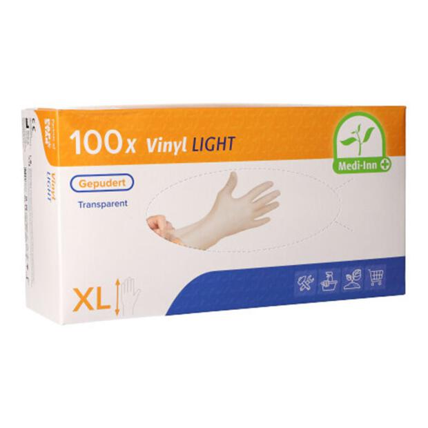100 "Medi-Inn® PS" Handschuhe, Vinyl gepudert "Light" transparent Größe XL