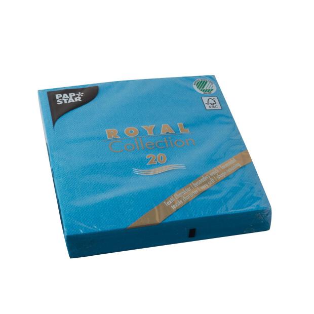 20 Servietten "ROYAL Collection" 1/4-Falz 33 cm x 33 cm türkis