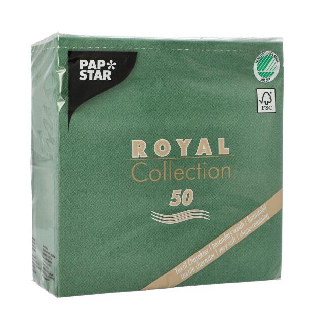50 Servietten "ROYAL Collection" 1/4-Falz 33 cm x 33 cm dunkelgrün