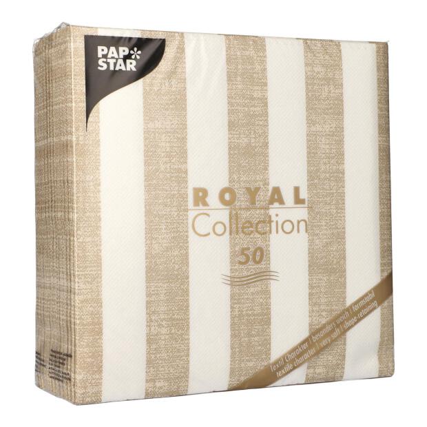 50 Servietten "ROYAL Collection" 1/4-Falz 40 cm x 40 cm sand "Lines"