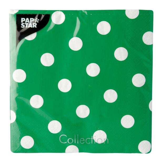 20 Servietten, 3-lagig 1/4-Falz 40 cm x 40 cm grün "Dots"