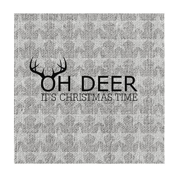 20 Servietten, 3-lagig 1/4-Falz 25 cm x 25 cm "Oh Deer, silver"