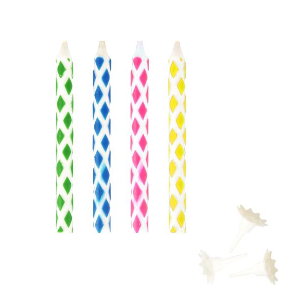 10 Magic-Kerzen mit Halter 6 cm farbig sortiert