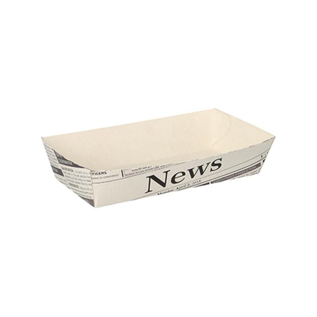 Papstar 50 Pommes-Frites-Trays 3,5 cm x 7 cm x 15 cm weiss "Newsprint"