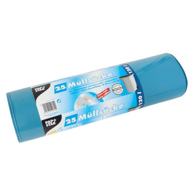 Starpak 25 Müllsäcke, LDPE 120 l 110 cm x 70 cm blau extra stark und extra reißfest